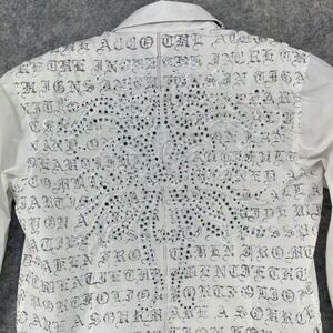 House of Lords‎ Shirt Mens Medium White Rhinestone Embroidery Gothic Y2K Buttons